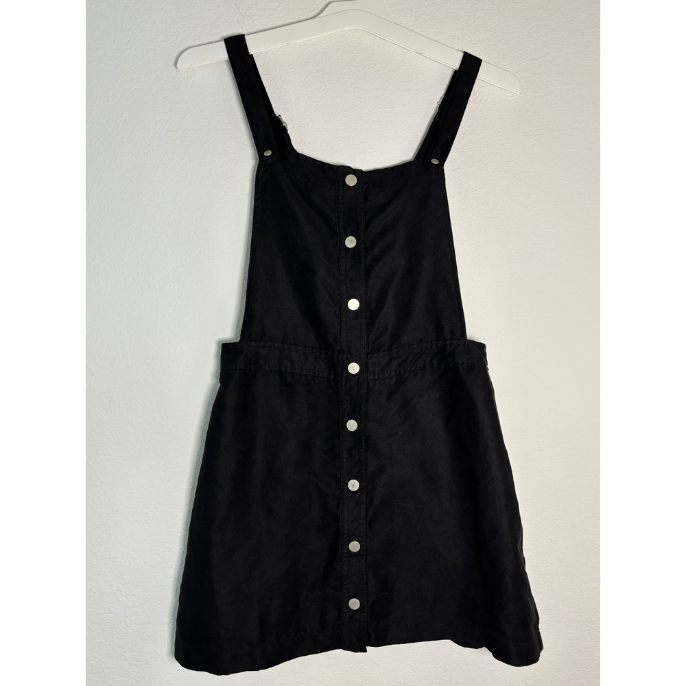 HM Divided Black Pinafore Button Front Overall Dress Mini Sz 6‎